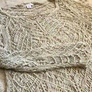 Xhilaration Cream/Off-White Boho Fringe Top